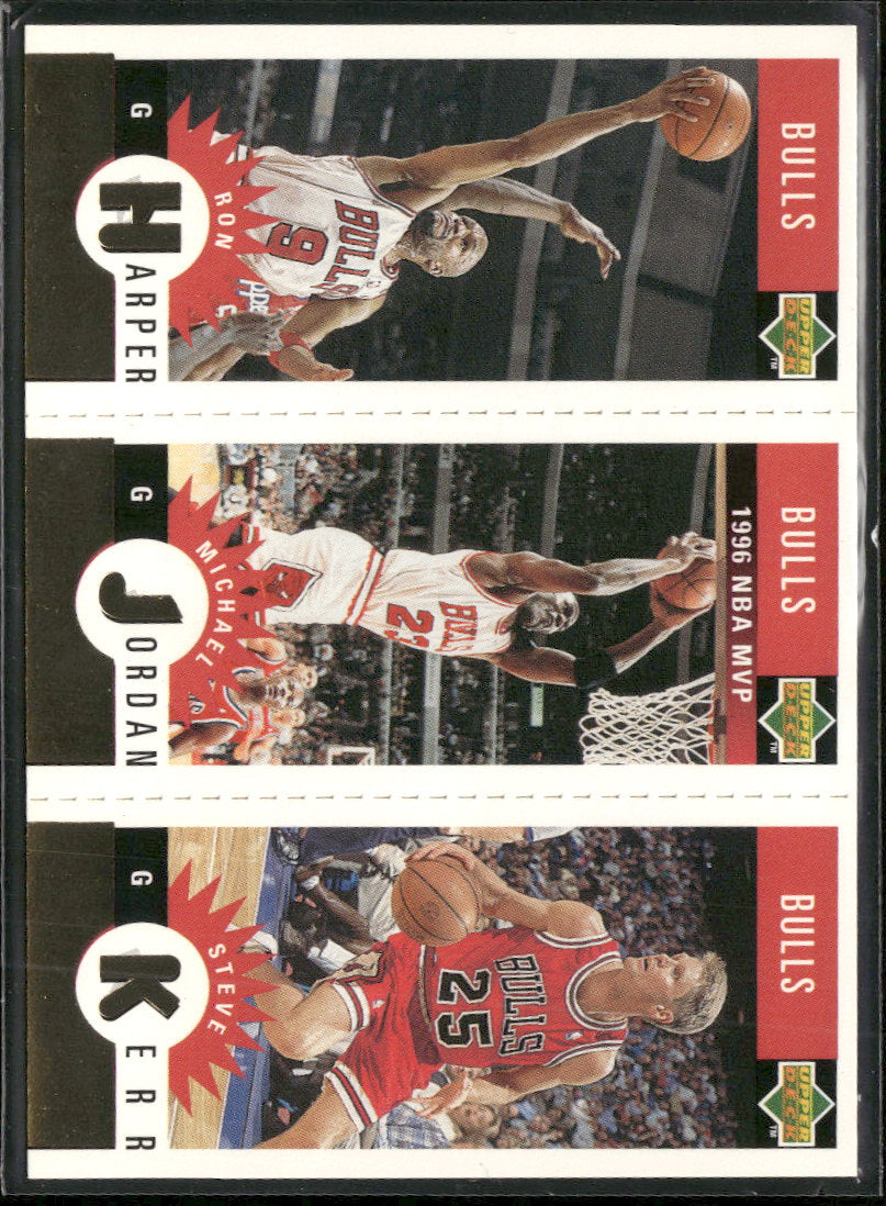 1996-97 Collector's Choice Chicago Bulls Ron Harper / Michael Jordan / Steve Kerr Mini-Cards Gold #B1