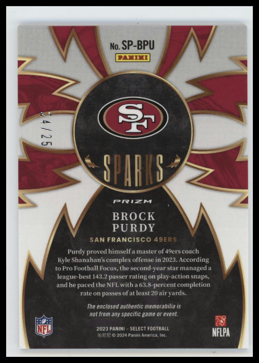 2023 Panini Select Sparks Tie-Dye Prizm Brock Purdy #/25 #SP-BPU