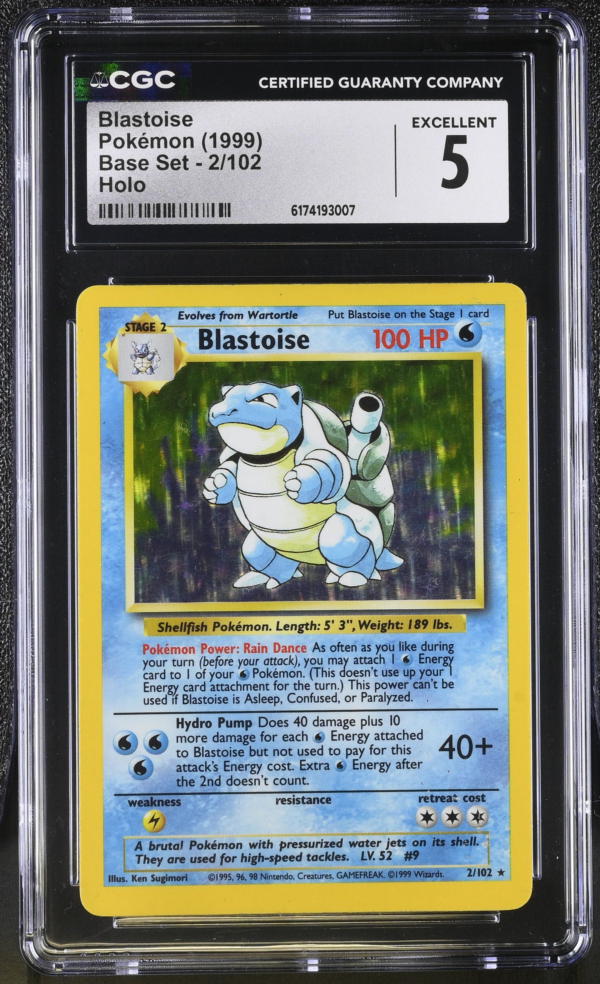 1999 Base Set Blastoise 5 CGC #2/102
