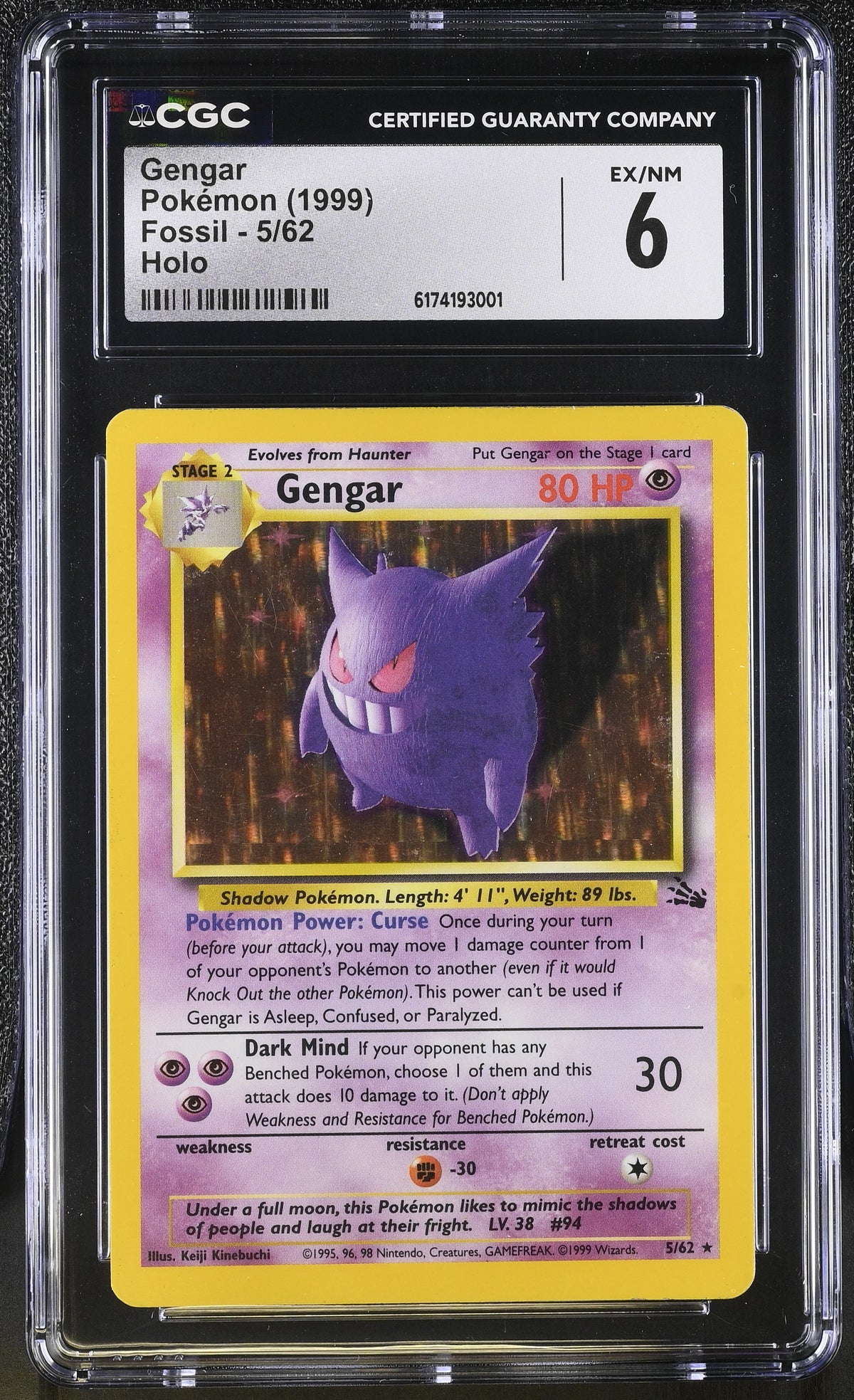 1999 Fossil Gengar 6 CGC #5/62