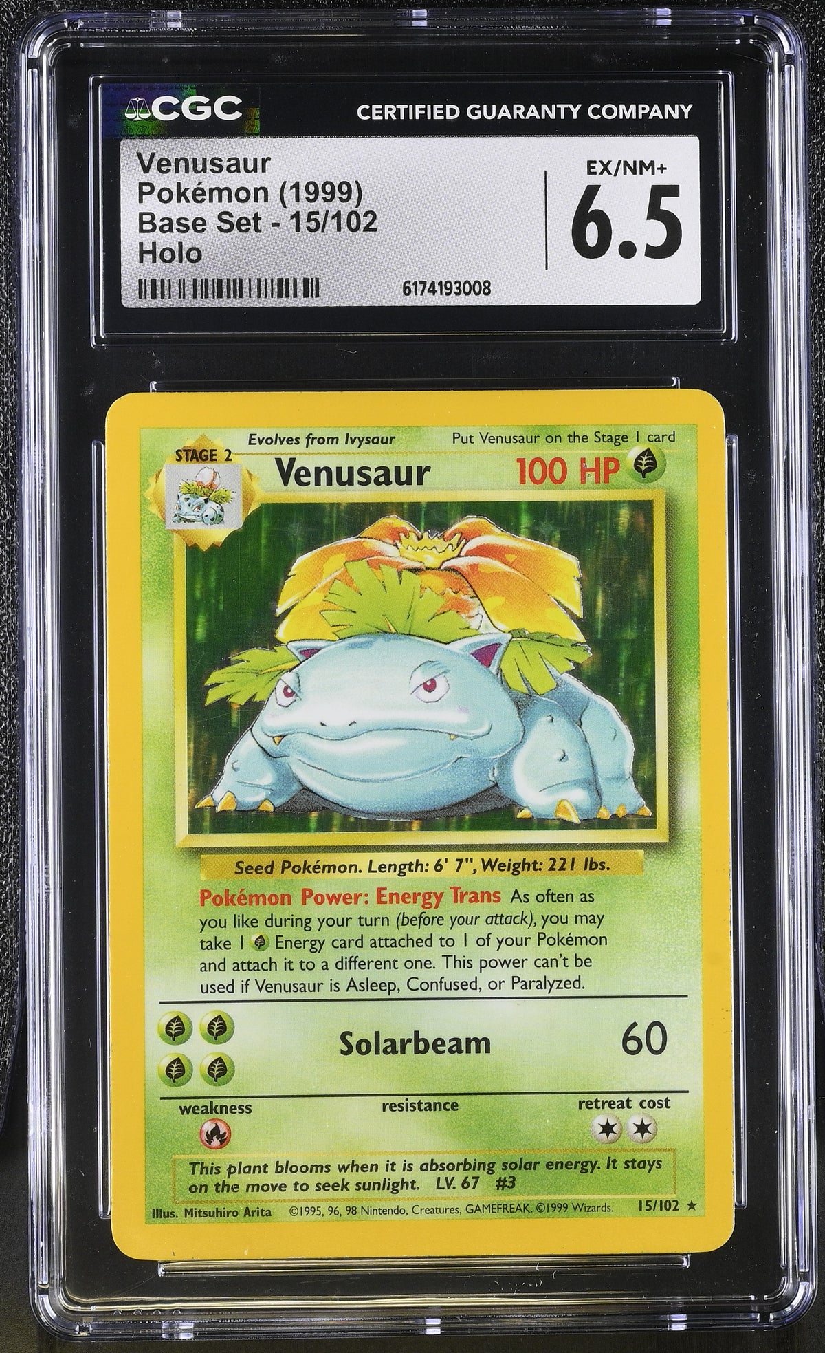 1999 Base Set Venusaur 6.5 CGC #15/102
