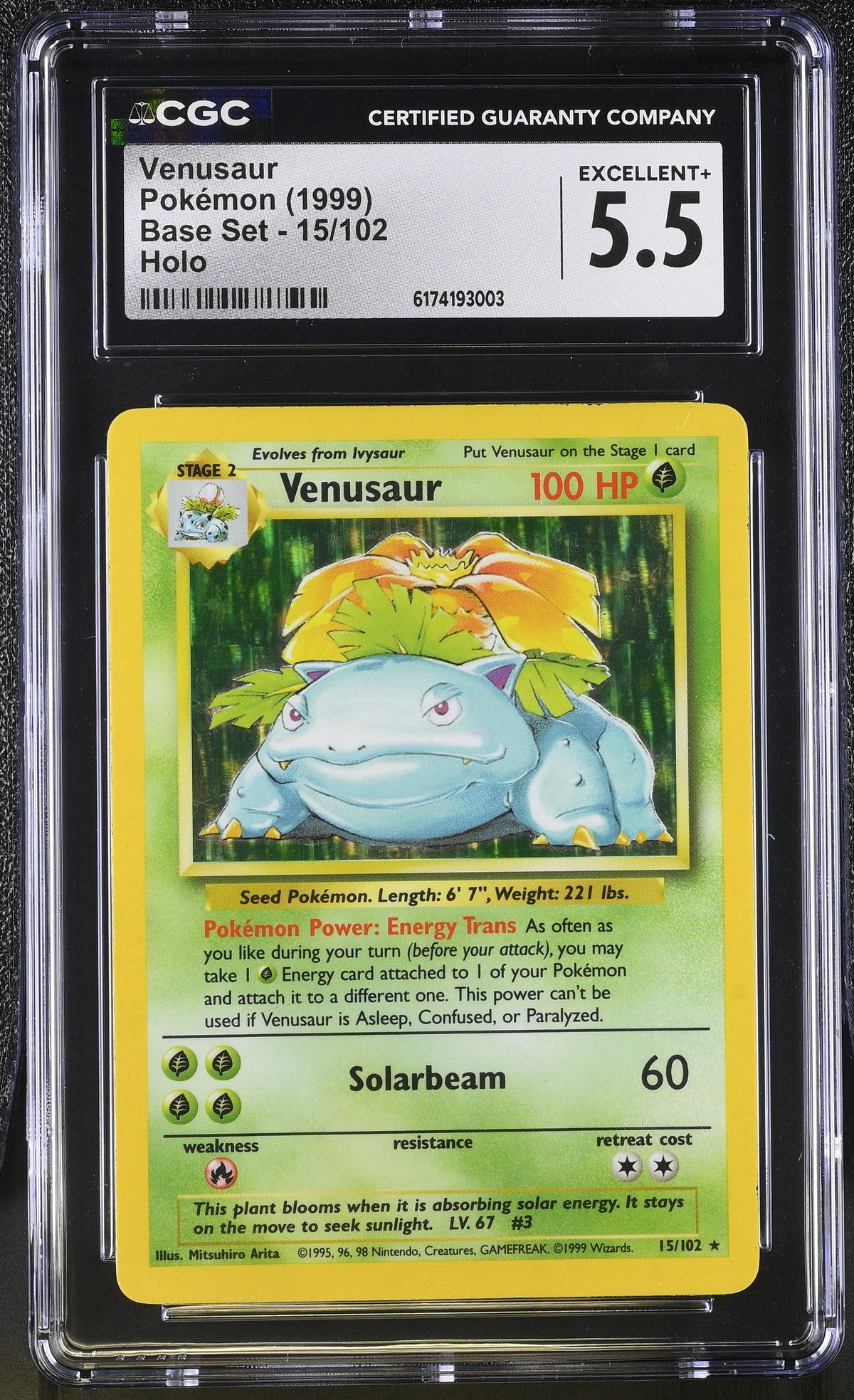 1999 Base Set Venusaur 5.5 CGC #15/102