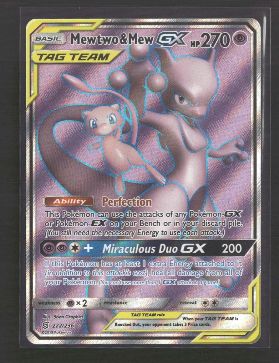 SM - Unified Minds Mewtwo & Mew GX (Full Art) #222/236