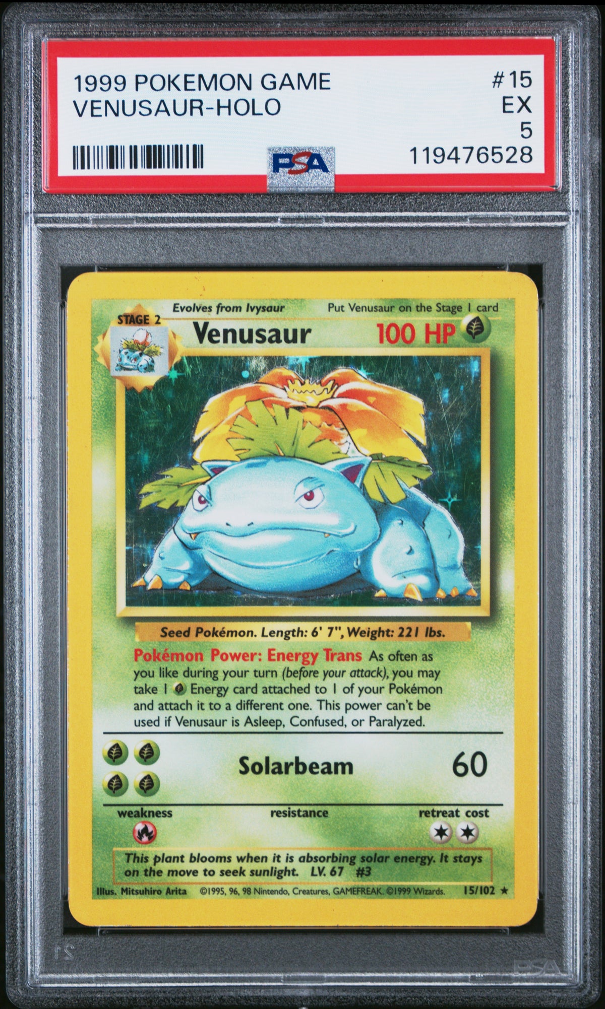 1999 Pokemon Game Venusaur-Holo 5 PSA #15