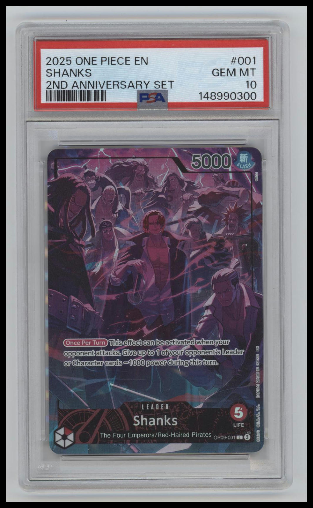 2025 One Piece English Version 2nd Anniversary Set Shanks 10 PSA #001