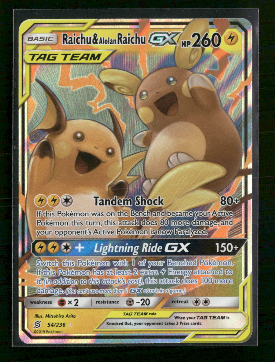 SM - Unified Minds Raichu & Alolan Raichu GX #54/236