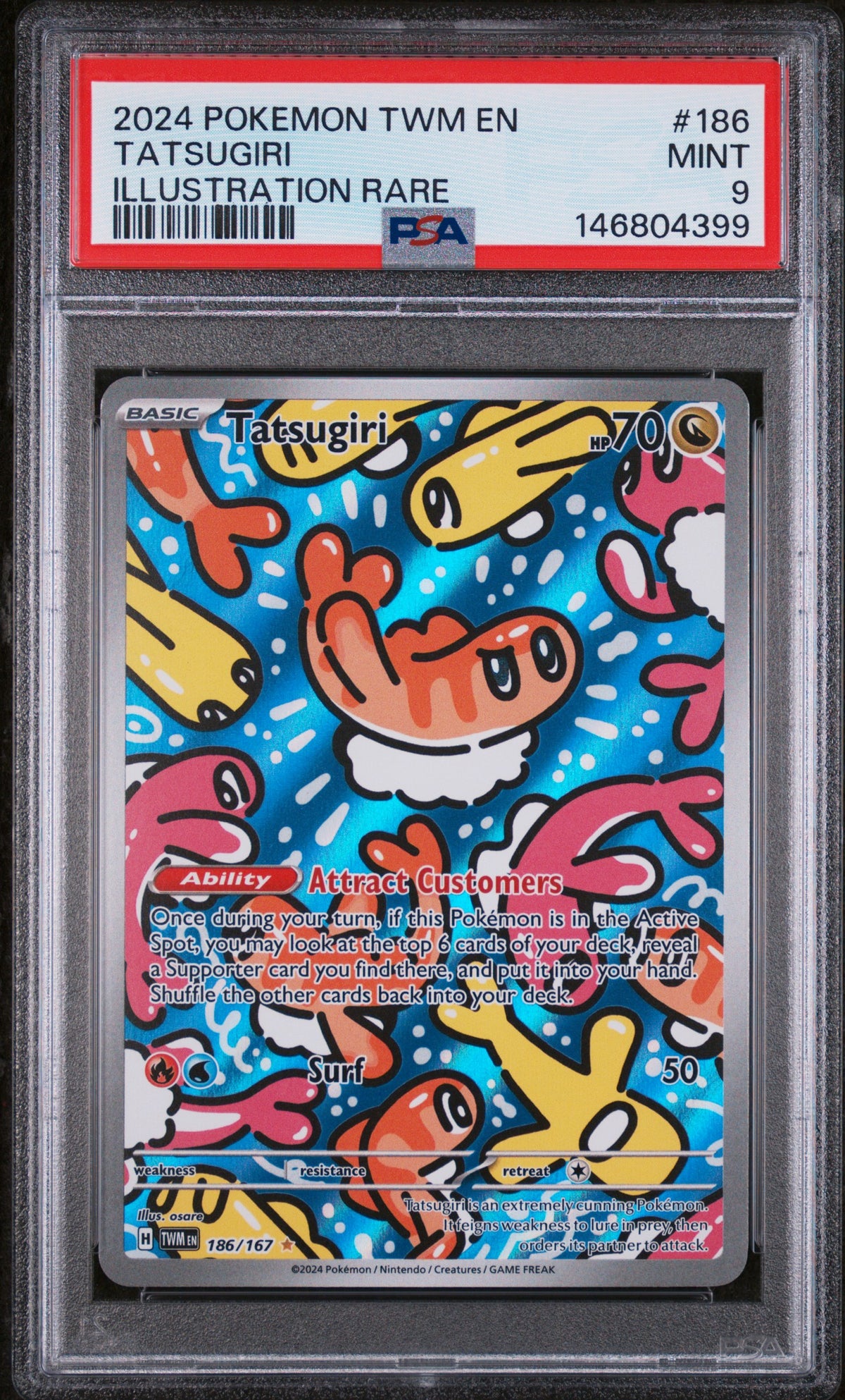 2024 Pokemon Twm En-Twilight Masquerade Illustration Rare Tatsugiri 9 PSA #186