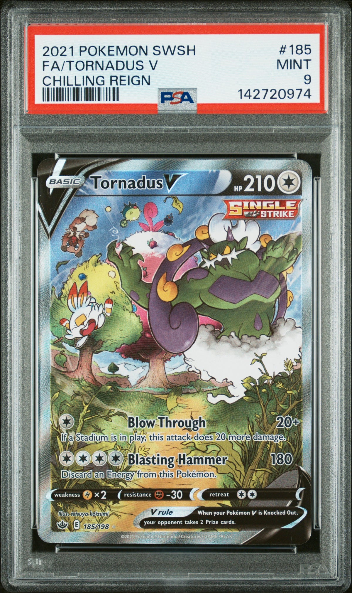 2021 Pokemon Sword & Shield Chilling Reign Fa/Tornadus V 9 PSA #185