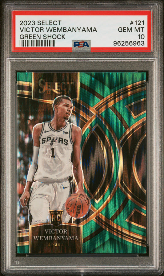 2023 Panini Select Green Shock Victor Wembanyama 10 PSA #121