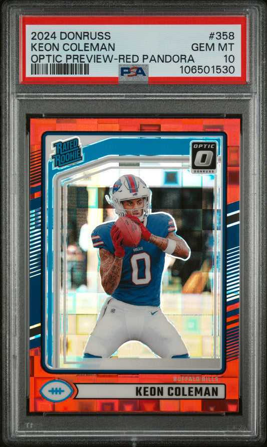 2024 Panini Donruss Optic Preview-Red Pandora Keon Coleman 10 PSA #358