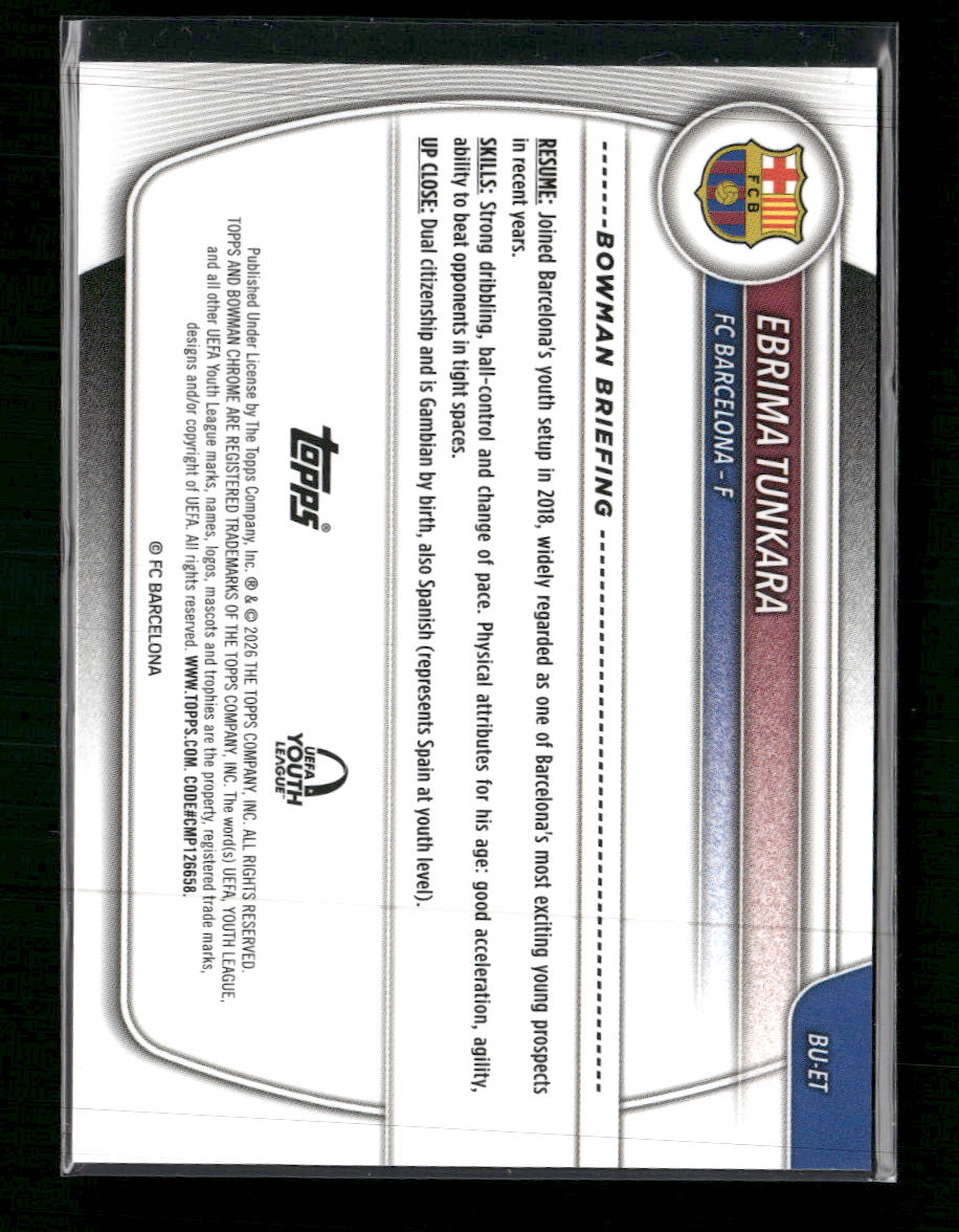 2025-26 Topps Bowman Chrome UEFA Youth League Refractor Ebrima Tunkara #BU-ET