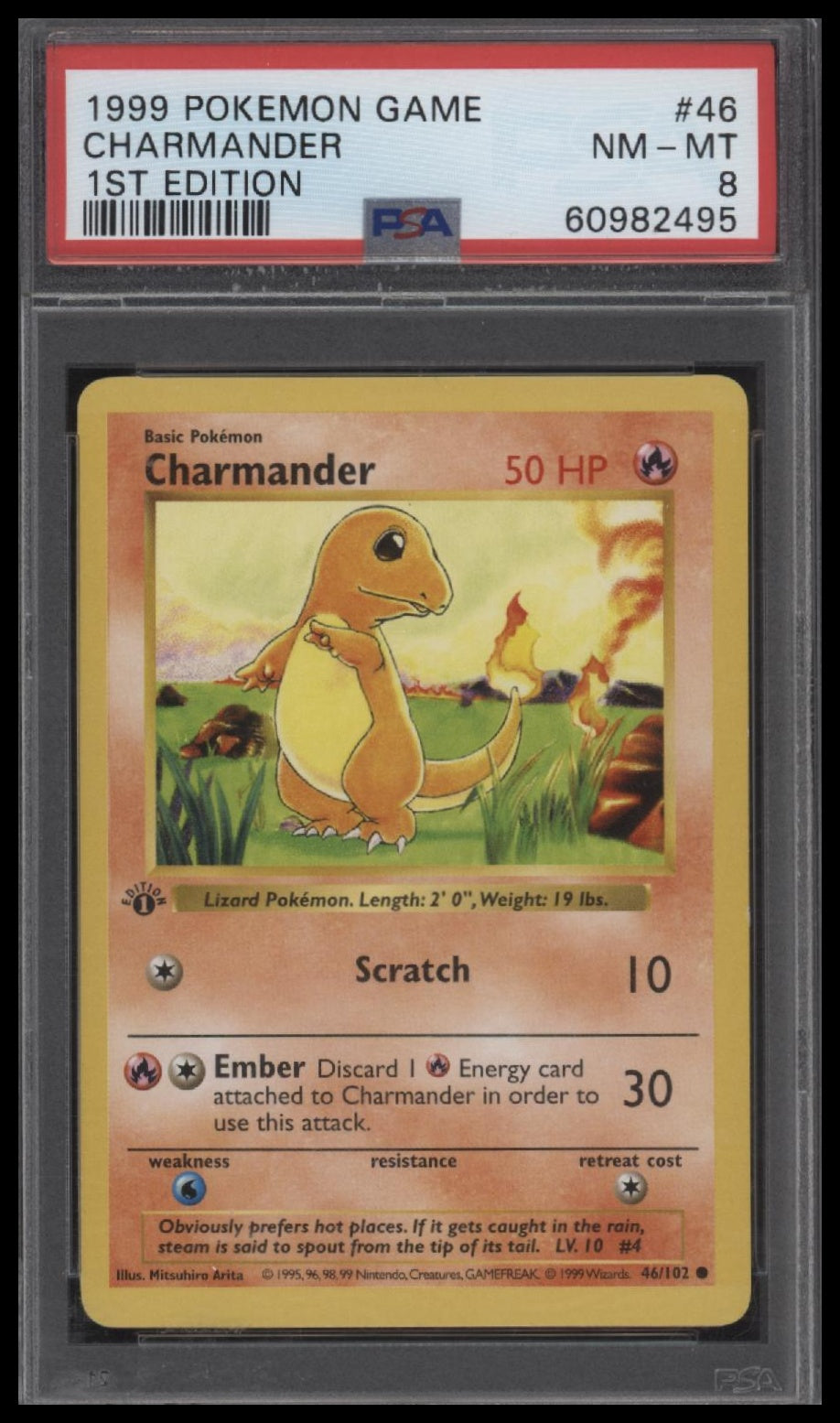 1999 Pokemon Game 1st Edition Charmander 8 PSA #46