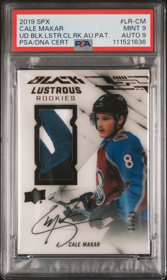 2019 Spx Ud Black Lustrous Clarity Rookie Auto Patch Cale Makar 9 AU PSA #LR-CM