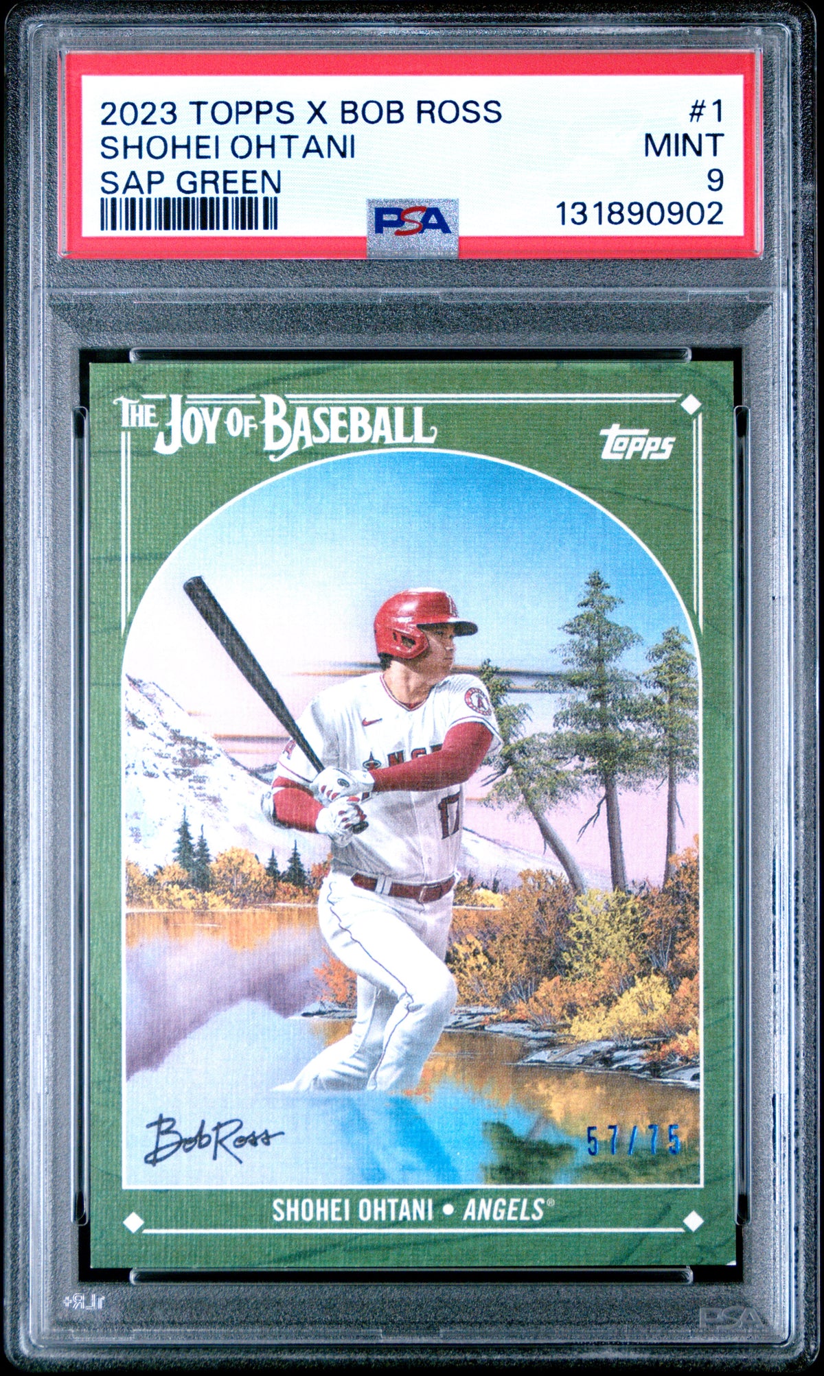 2023 Topps X Bob Ross The Joy Of Baseball Sap Green Shohei Ohtani 9 PSA #1
