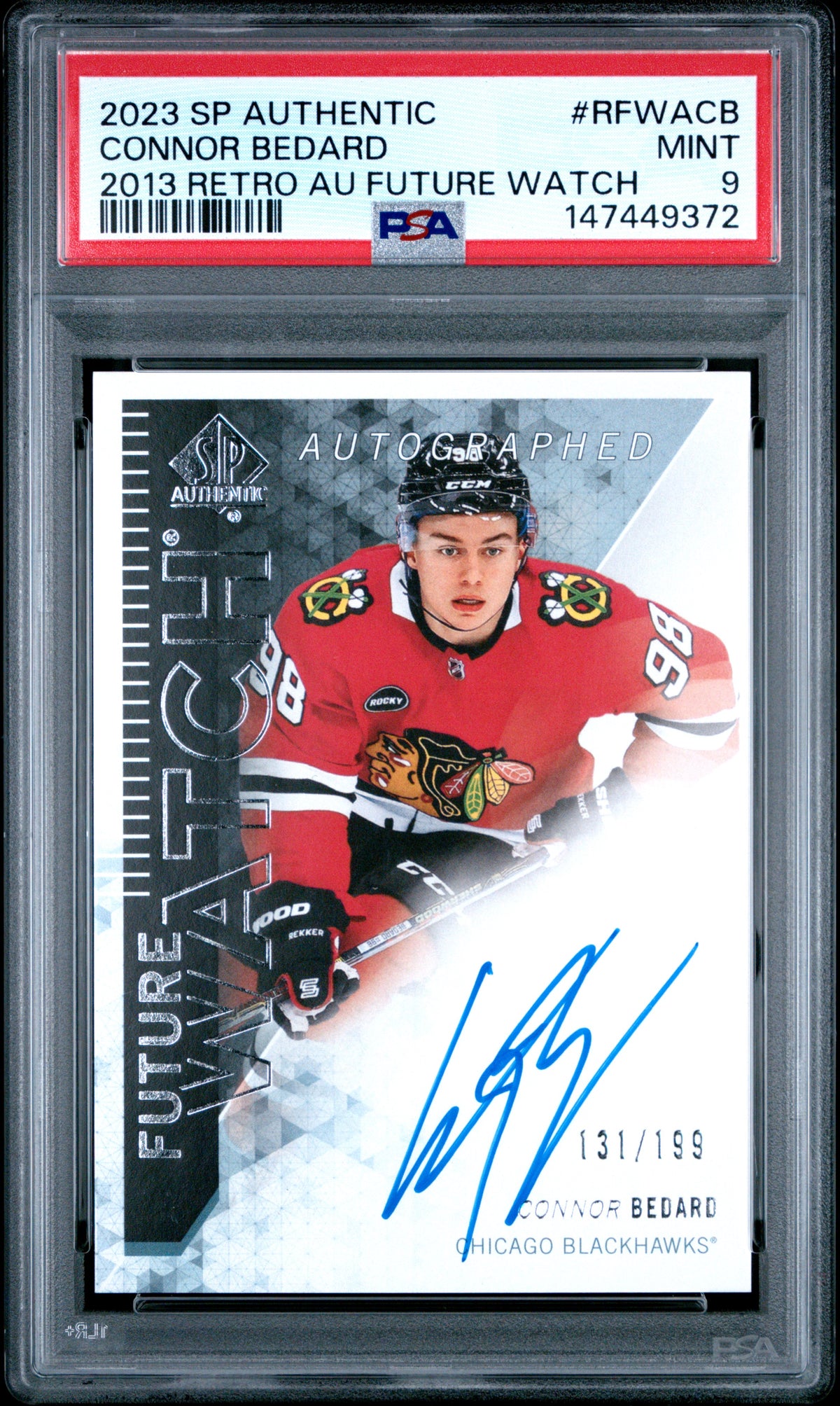 2023 Sp Authentic 2013-14 Retro Autograph Connor Bedard 9 PSA #RFWACB