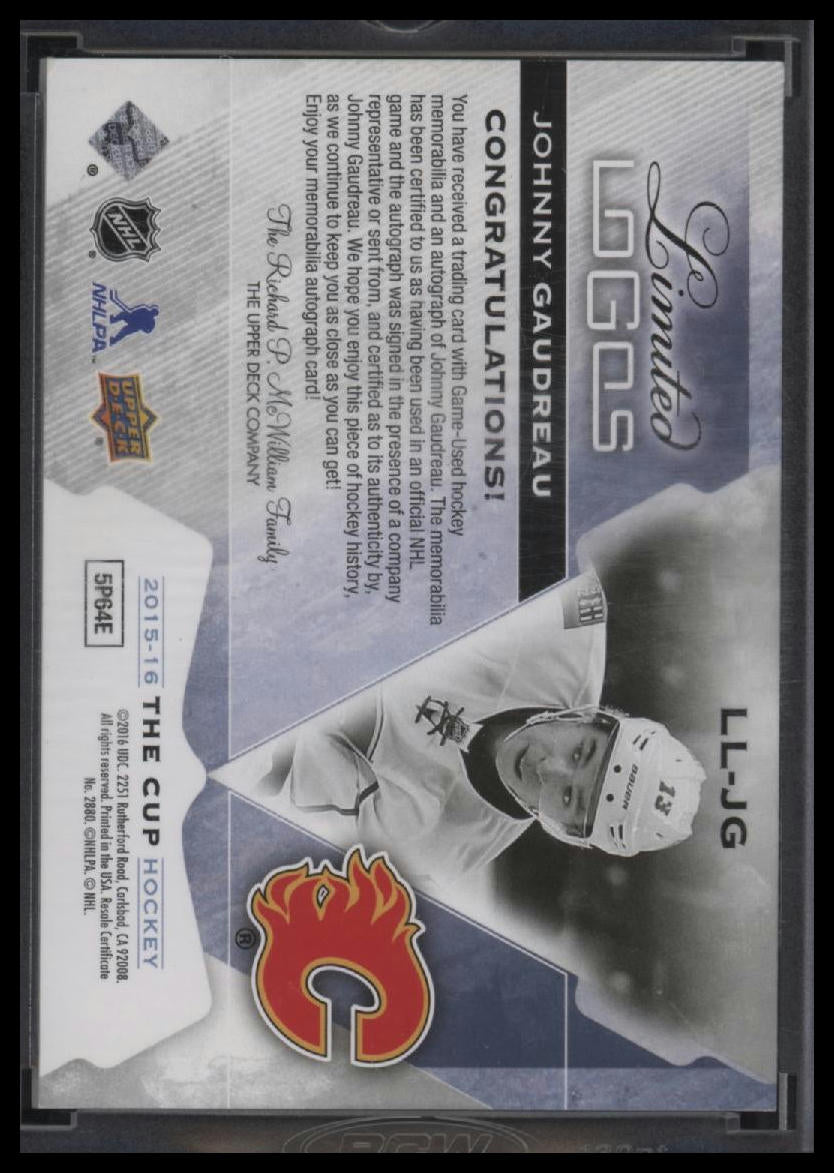 2015-16 Upper Deck The Cup Limited Logos Autographed Patch Johnny Gaudreau #/50