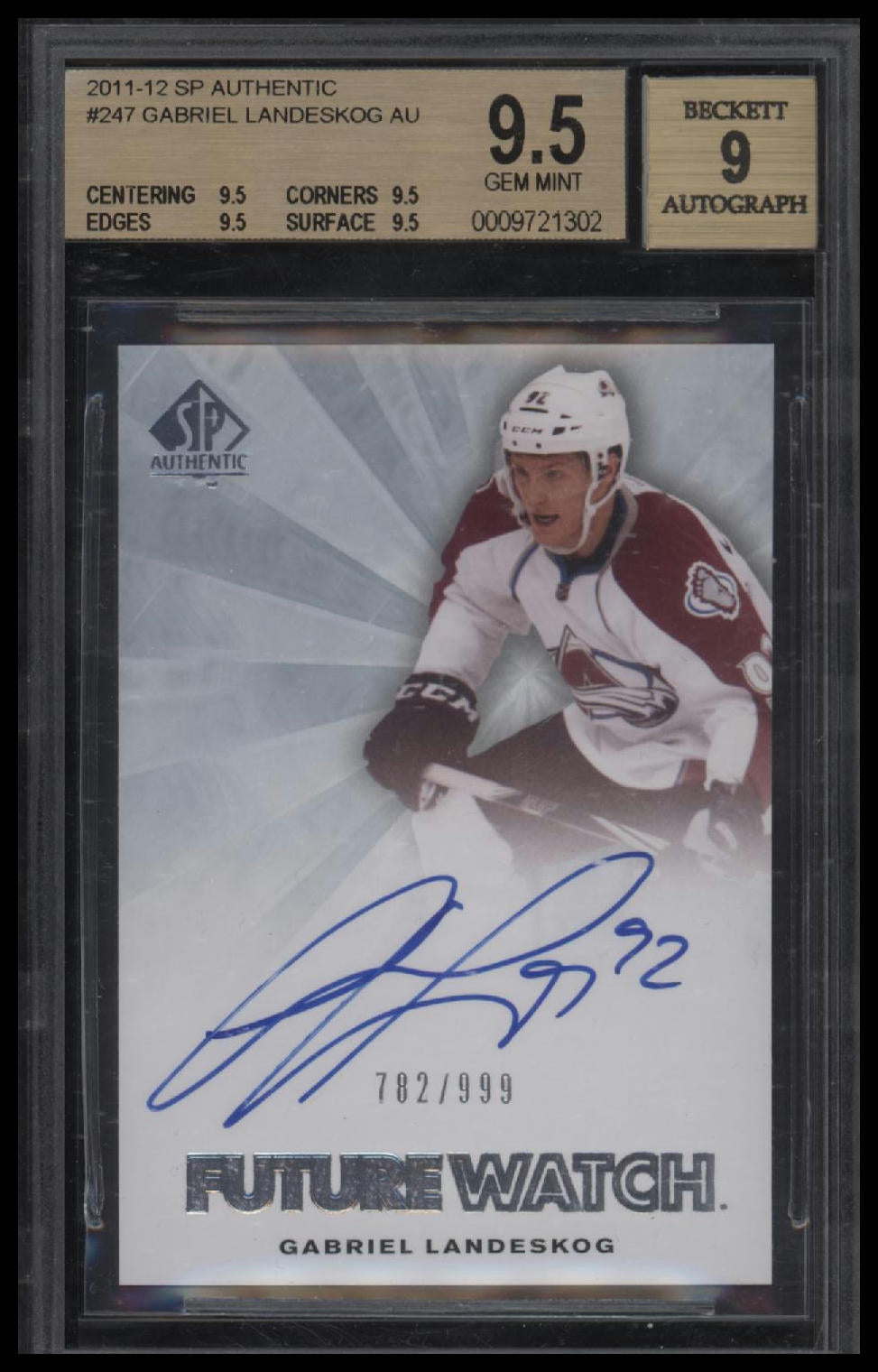 2011-12 SP Authentic Gabriel Landeskog RC #/999 9.5 AU BGS #247