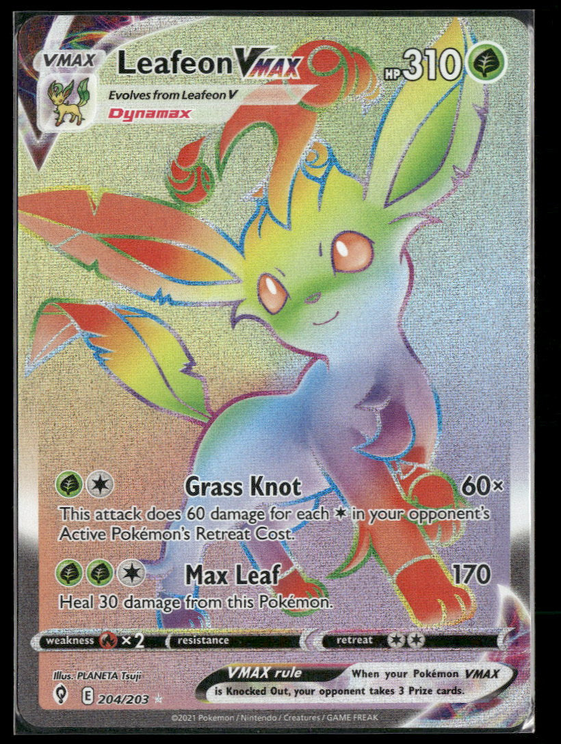 SWSH07: Evolving Skies Leafeon VMAX (Secret) #204/203