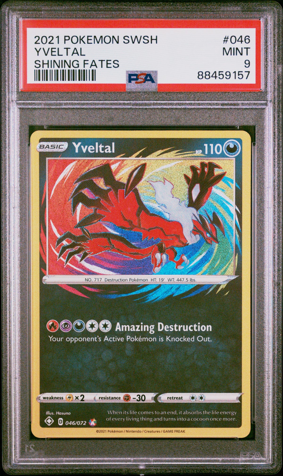 2021 Pokemon Sword & Shield Shining Fates Shining Fates Yveltal 9 PSA #046
