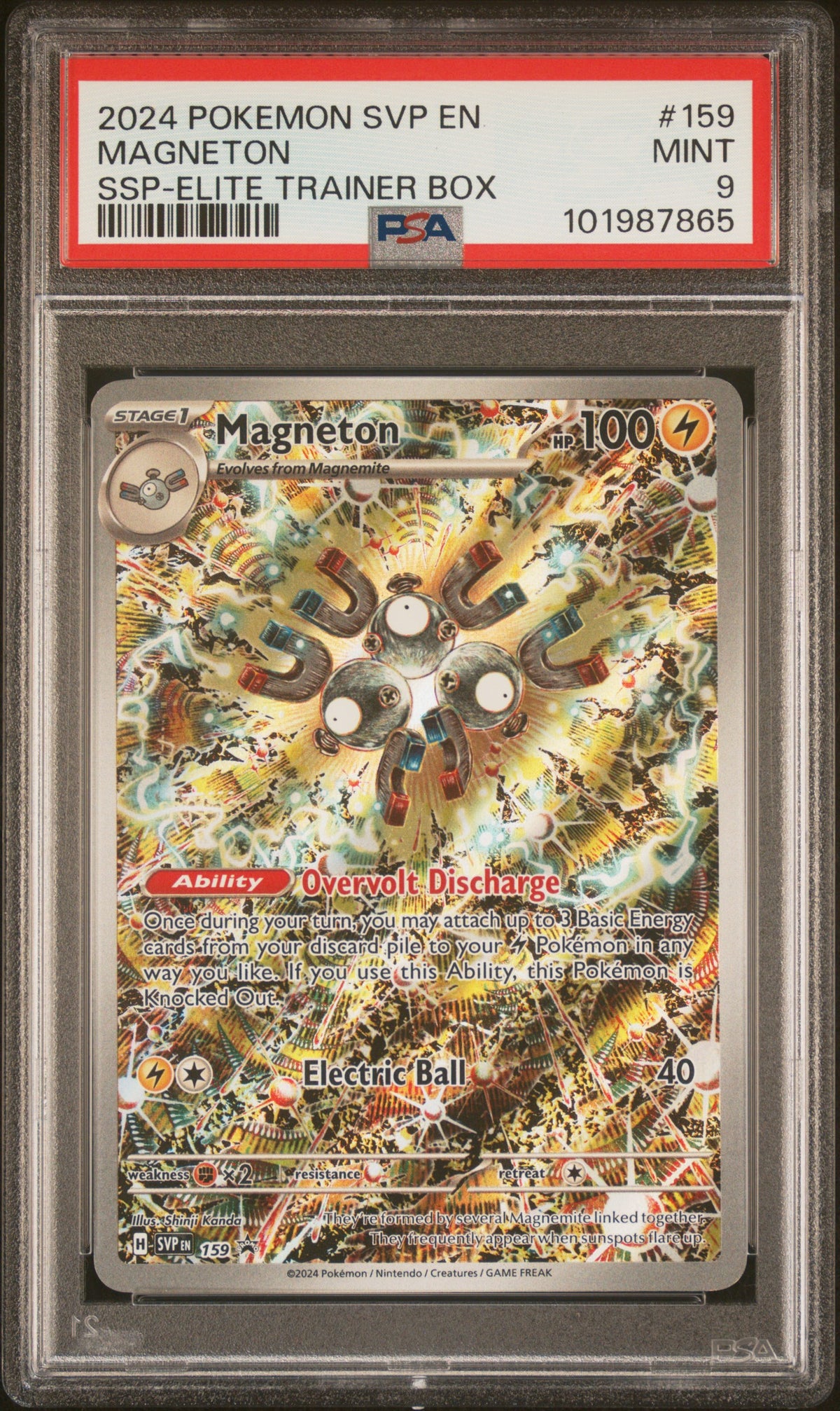 2024 Pokemon Svp En-Sv Black Star Promo Surging Sparks Etb Magneton 9 PSA #159