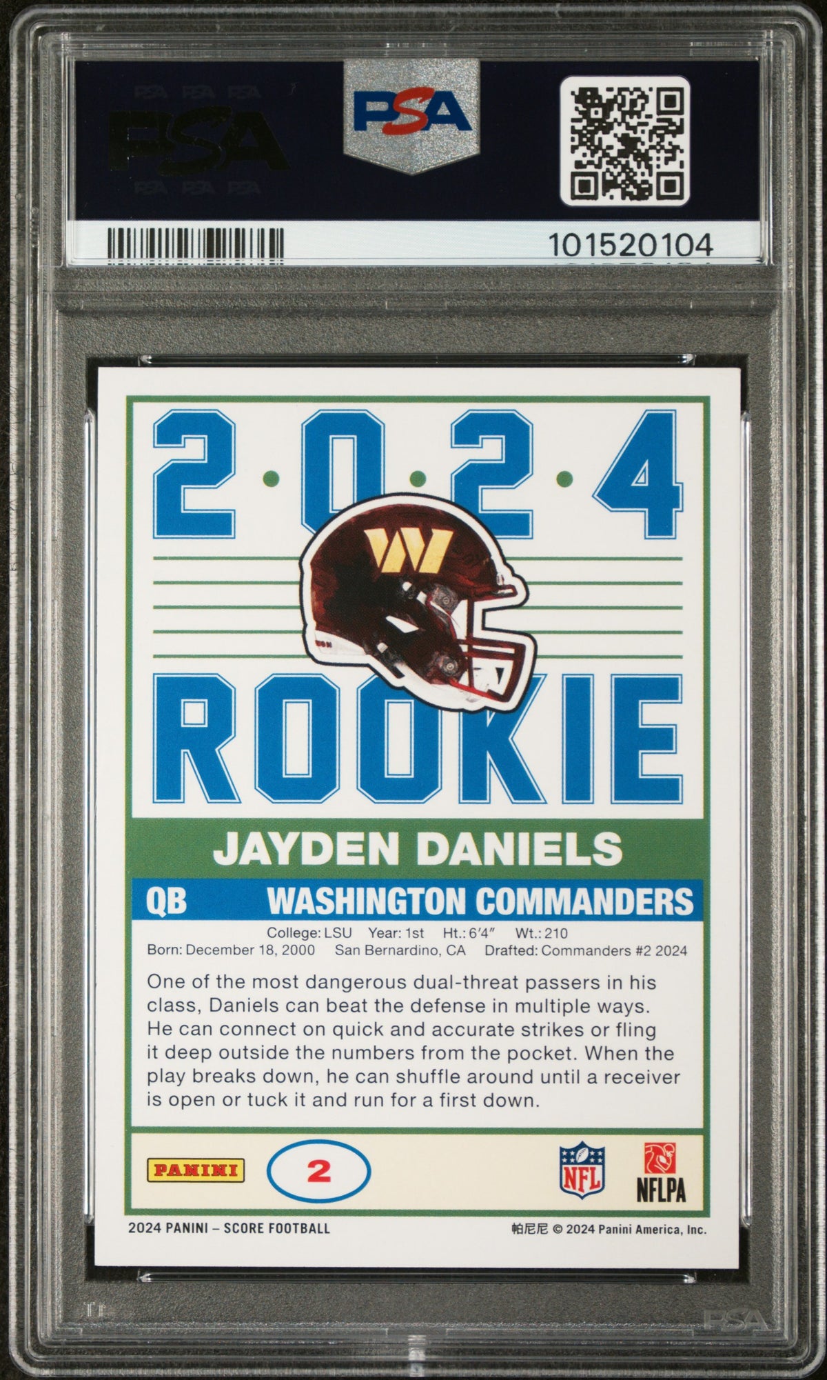 2024 Panini Score 35th Anniversary Rookie Jayden Daniels 9 PSA #2