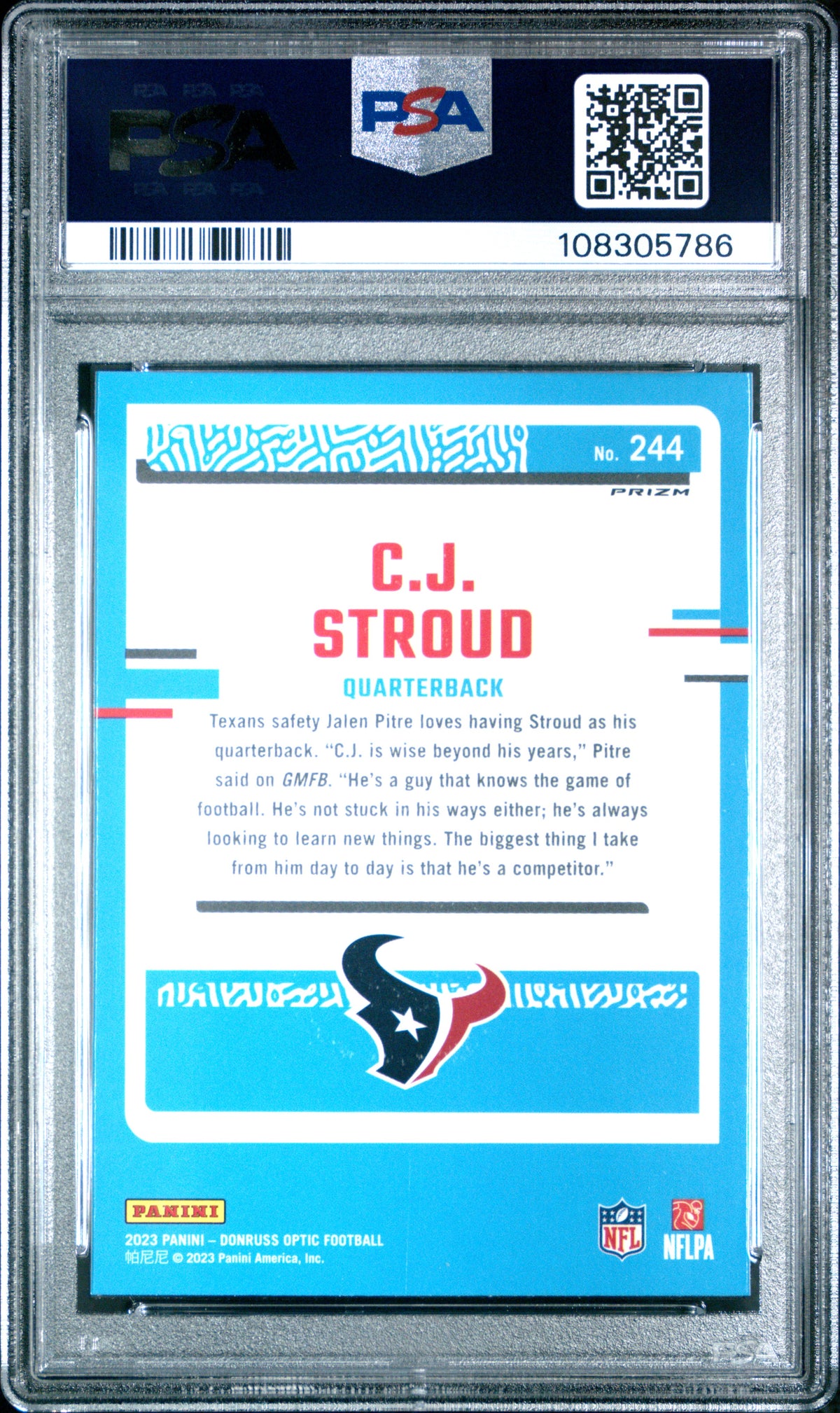 2023 Panini Donruss Optic Holo Cj Stroud 10 PSA #244