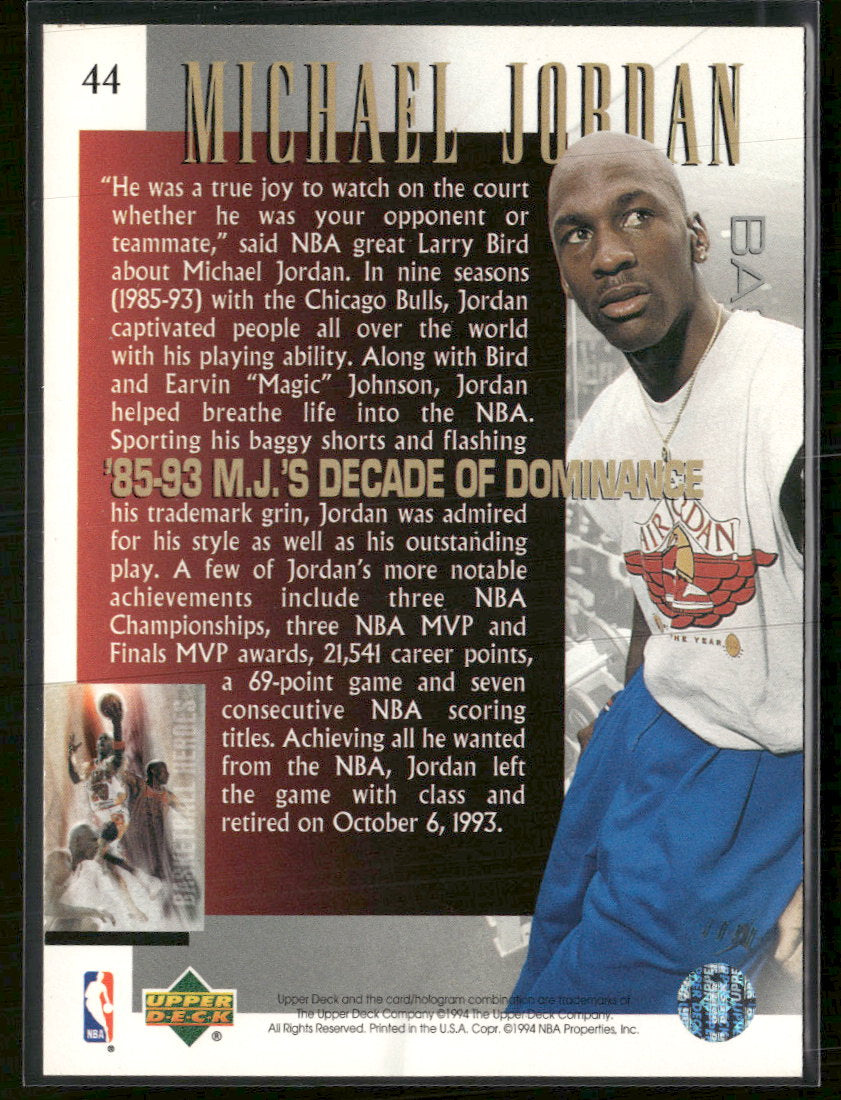 1994-95 Upper Deck Basketball Heroes: Michael Jordan Michael Jordan #44