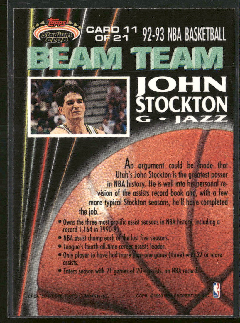 1992-93 Stadium Club Beam Team John Stockton #11