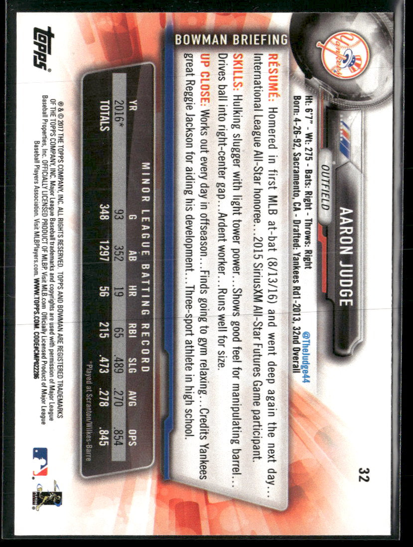 2017 Bowman Aaron Judge RC #32