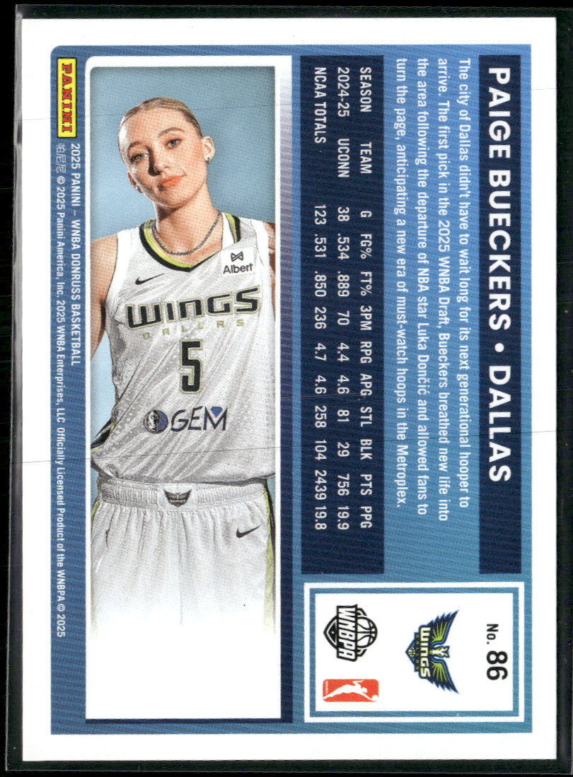 2025 Donruss WNBA Red Shimmer Paige Bueckers #/399 #86