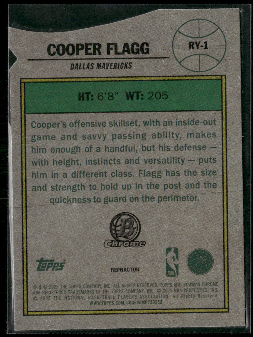 2025-26 Bowman Rookie of the Year Favorites Refractor Cooper Flagg #RY-1