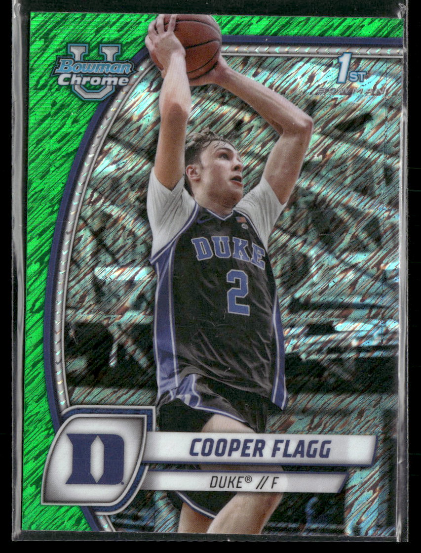 2024-25 Bowman University Chrome Green Shimmer Refractor Cooper Flagg #16
