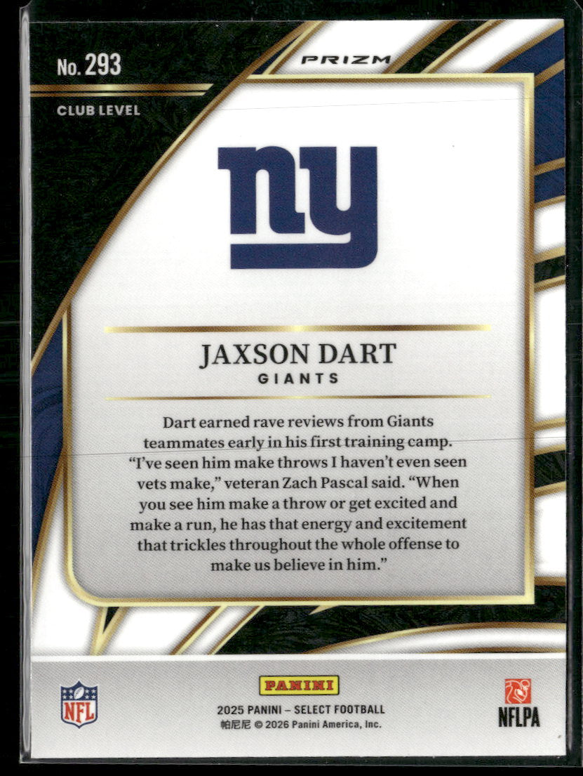 2025 Panini Select Silver Prizm Jaxson Dart RC #293