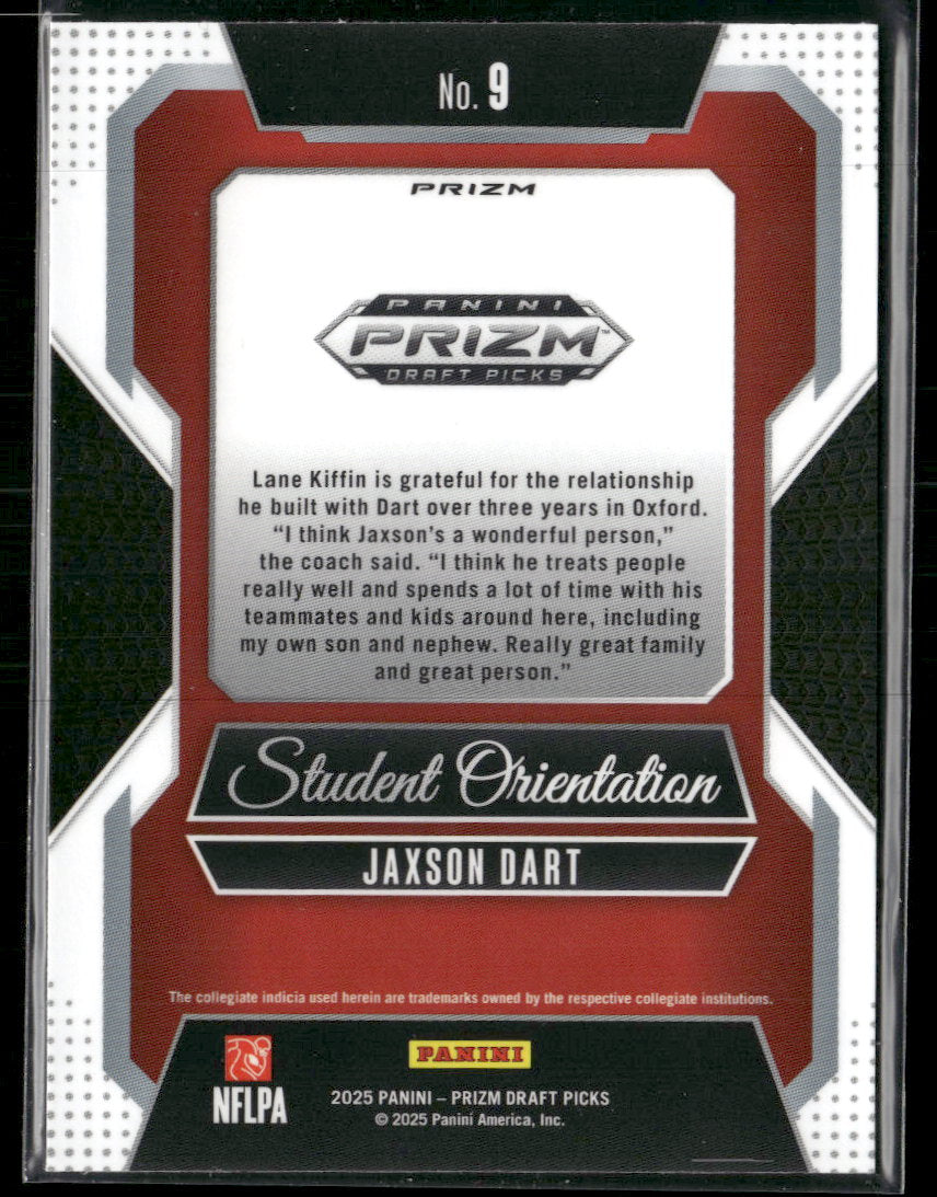 2025 Panini Prizm Draft Picks Student Orientation Red Ice Jaxson Dart #9