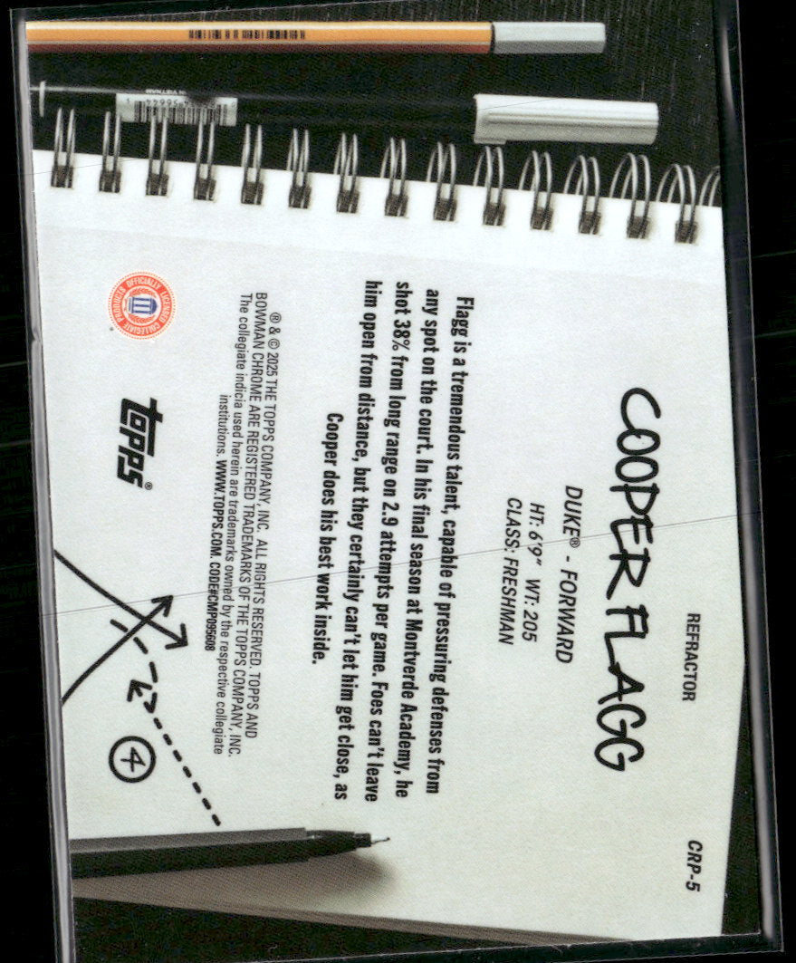 2024-25 Bowman University College Rule Playbook Refractor Cooper Flagg #CRP-5