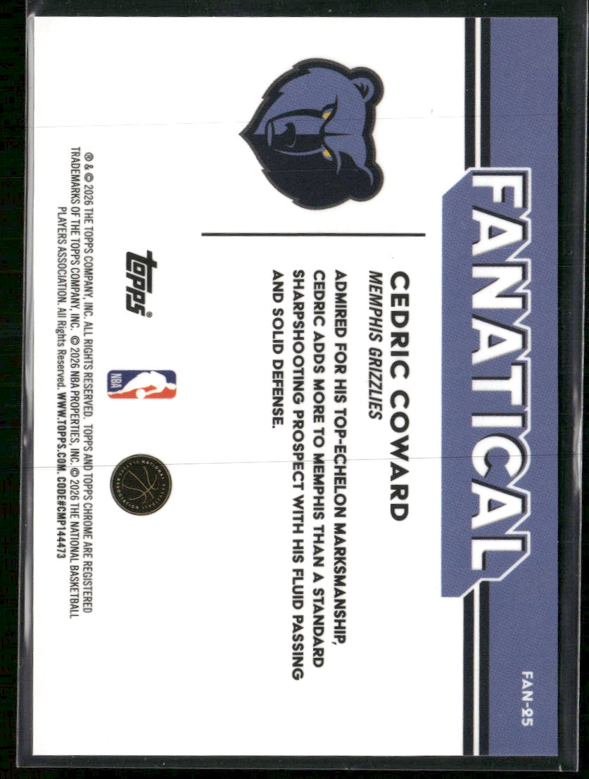 2025-26 Topps Chrome Update Fanatical Cedric Coward #FAN-25