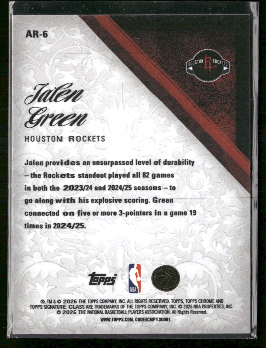 2025-26 Topps Signature Class Aristocrats Jalen Green #AR-6