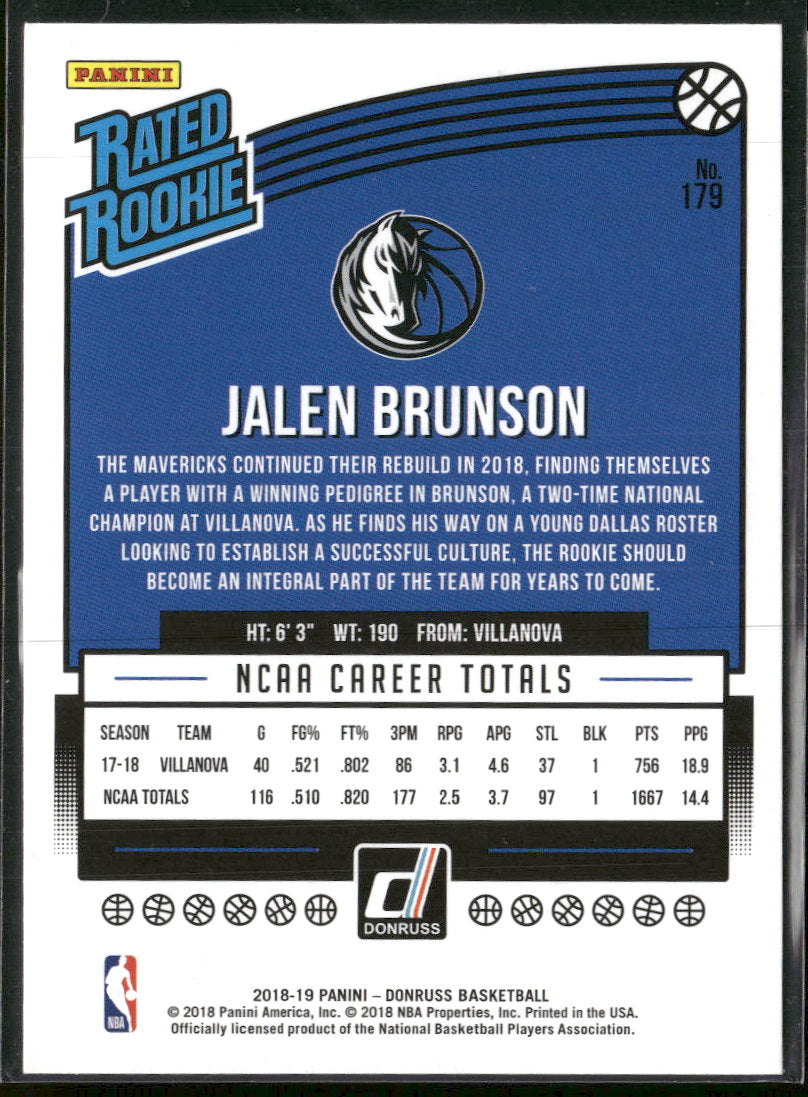 2018-19 Donruss Jalen Brunson RC #179