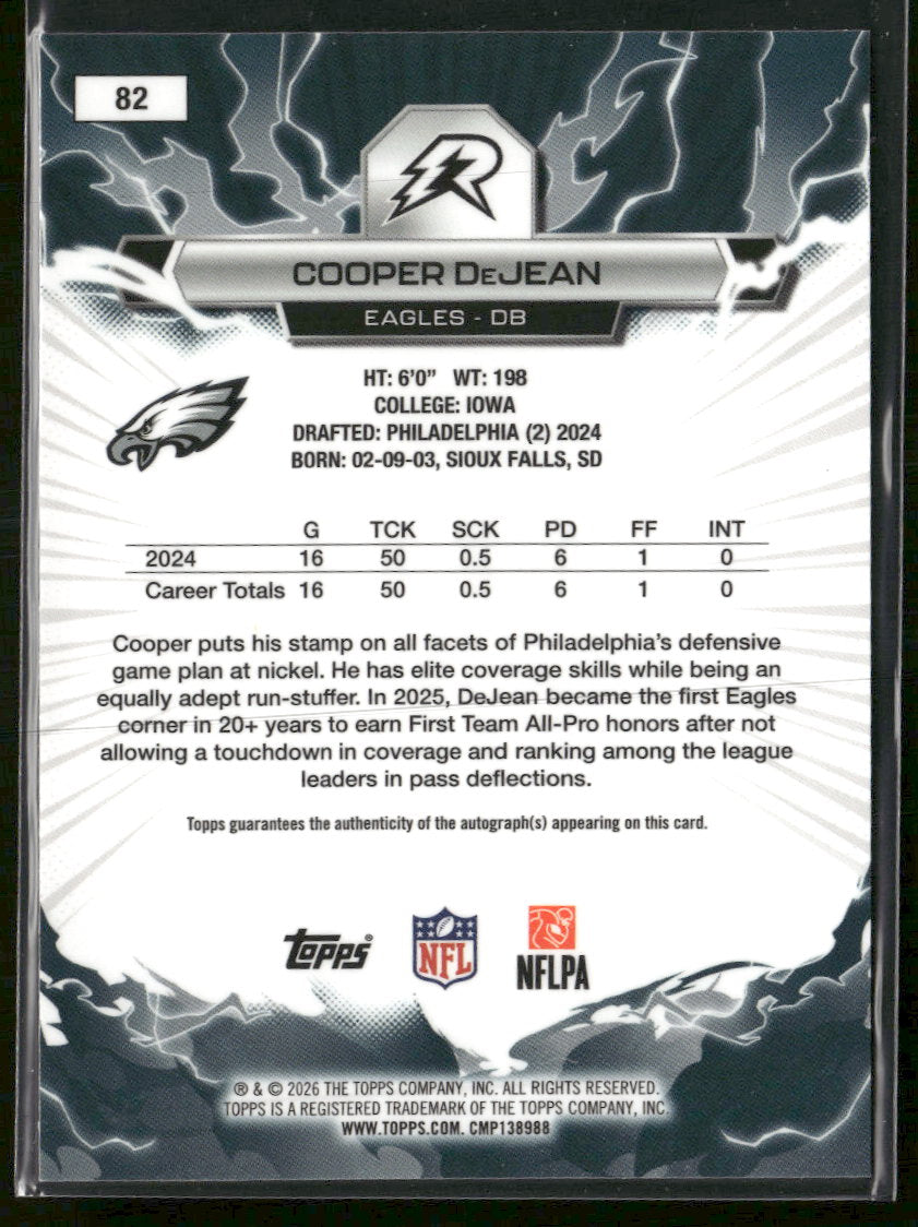 2025 Topps Resurgence Signatures Silver Static Refractor Cooper DeJean AU #82