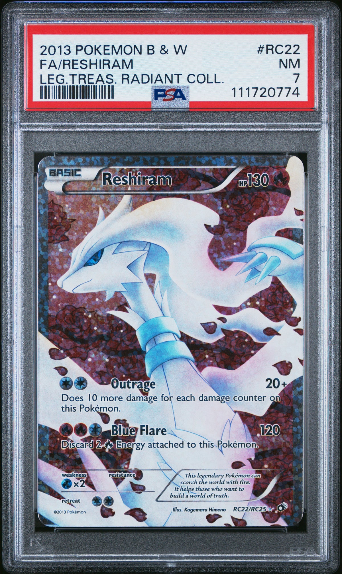 2013 Pokemon B&W Legendary Treasures Radiant Collection Fa/Reshiram 7 PSA #RC22
