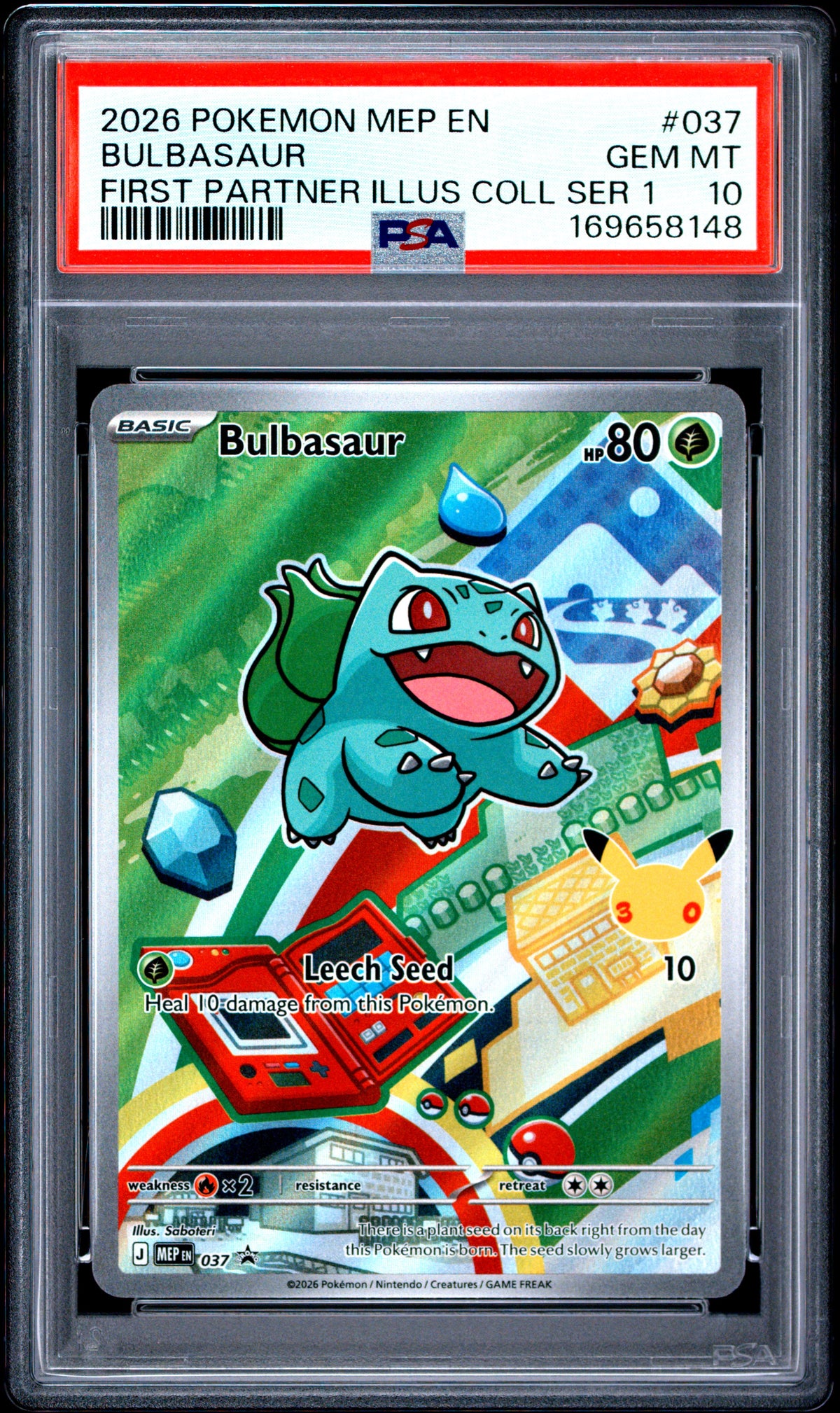 2026 Pokemon Black Star First Partner Illus Coll Ser 1 Bulbasaur 10 PSA #037