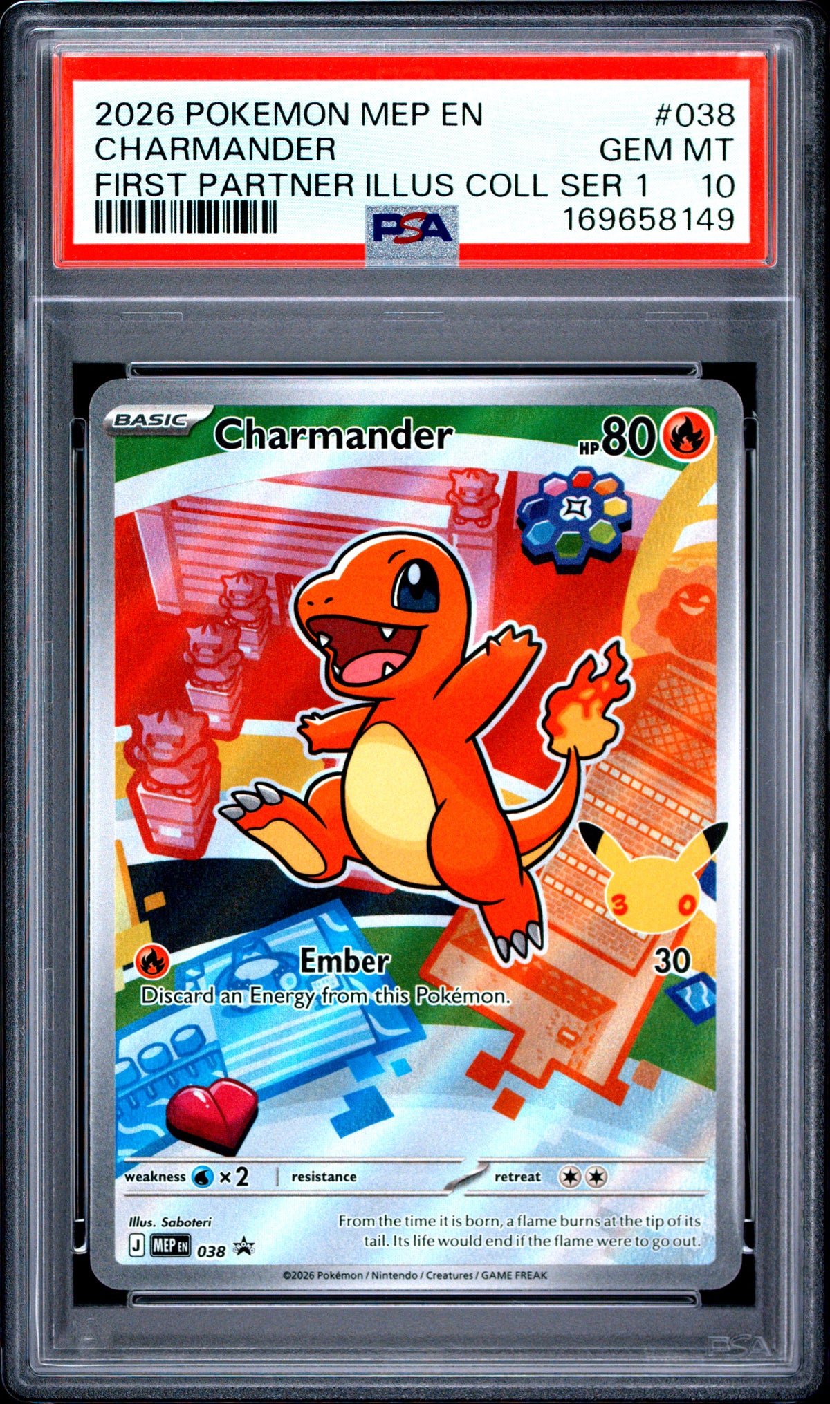2026 Pokemo Black Star First Partner Illus Coll Ser 1 Charmander 10 PSA #038