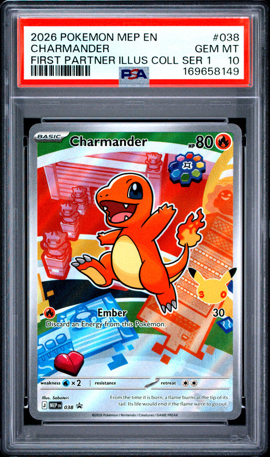 2026 Pokemo Black Star First Partner Illus Coll Ser 1 Charmander 10 PSA #038