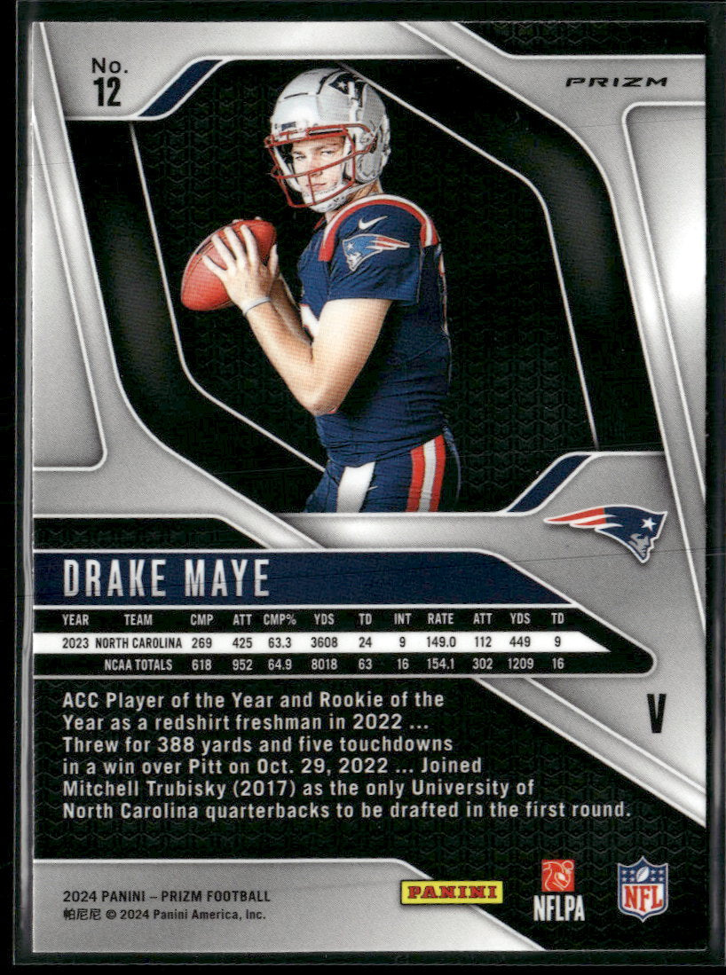 2024 Panini Prizm Rookie Variations Silver Prizm Drake Maye #12