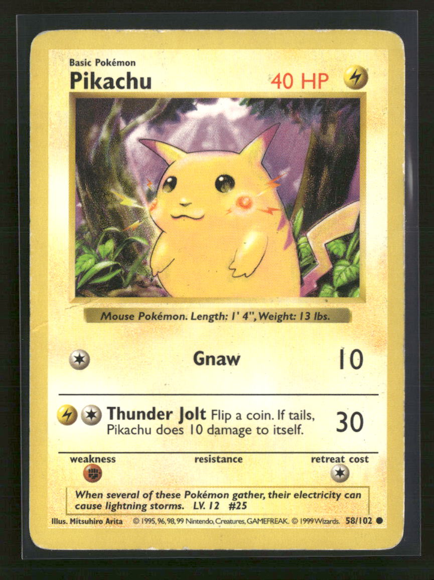 Base Set (Shadowless) Pikachu #058/102 Damaged