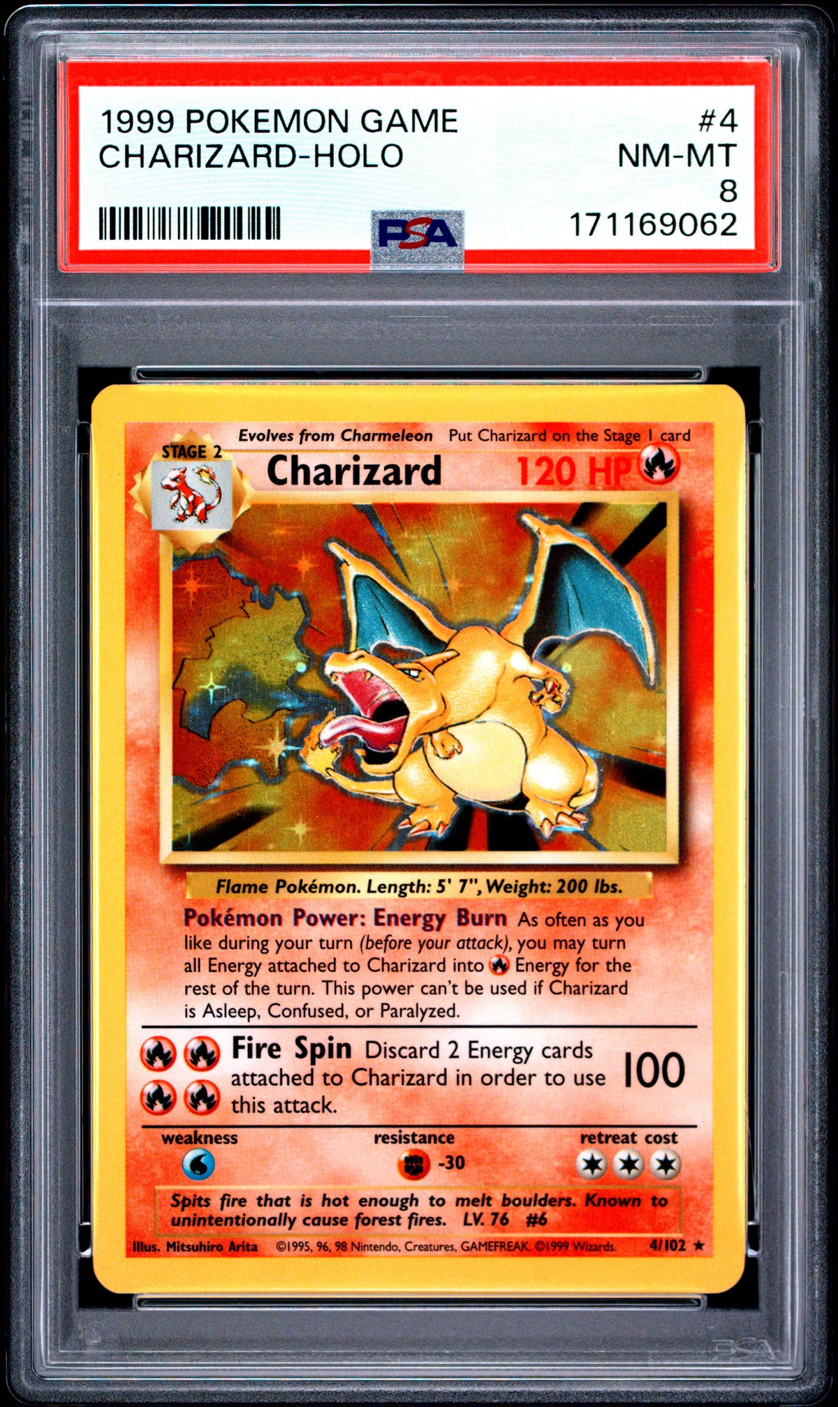1999 Pokemon Game Charizard-Holo 8 PSA #4