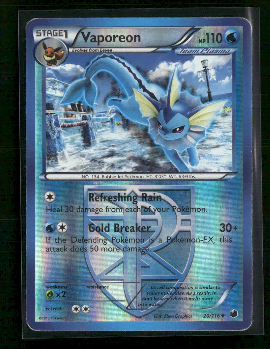 Plasma Freeze Vaporeon (Team Plasma) Reverse Holo #20/116