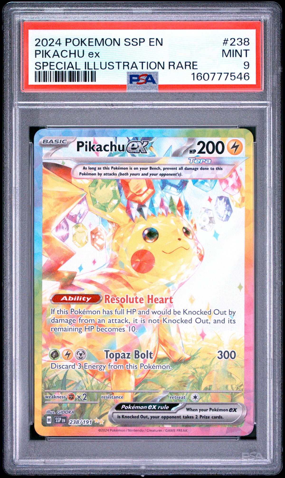 2024 Pokemon Surging Sparks Special Illustration Rare Pikachu Ex 9 PSA #238