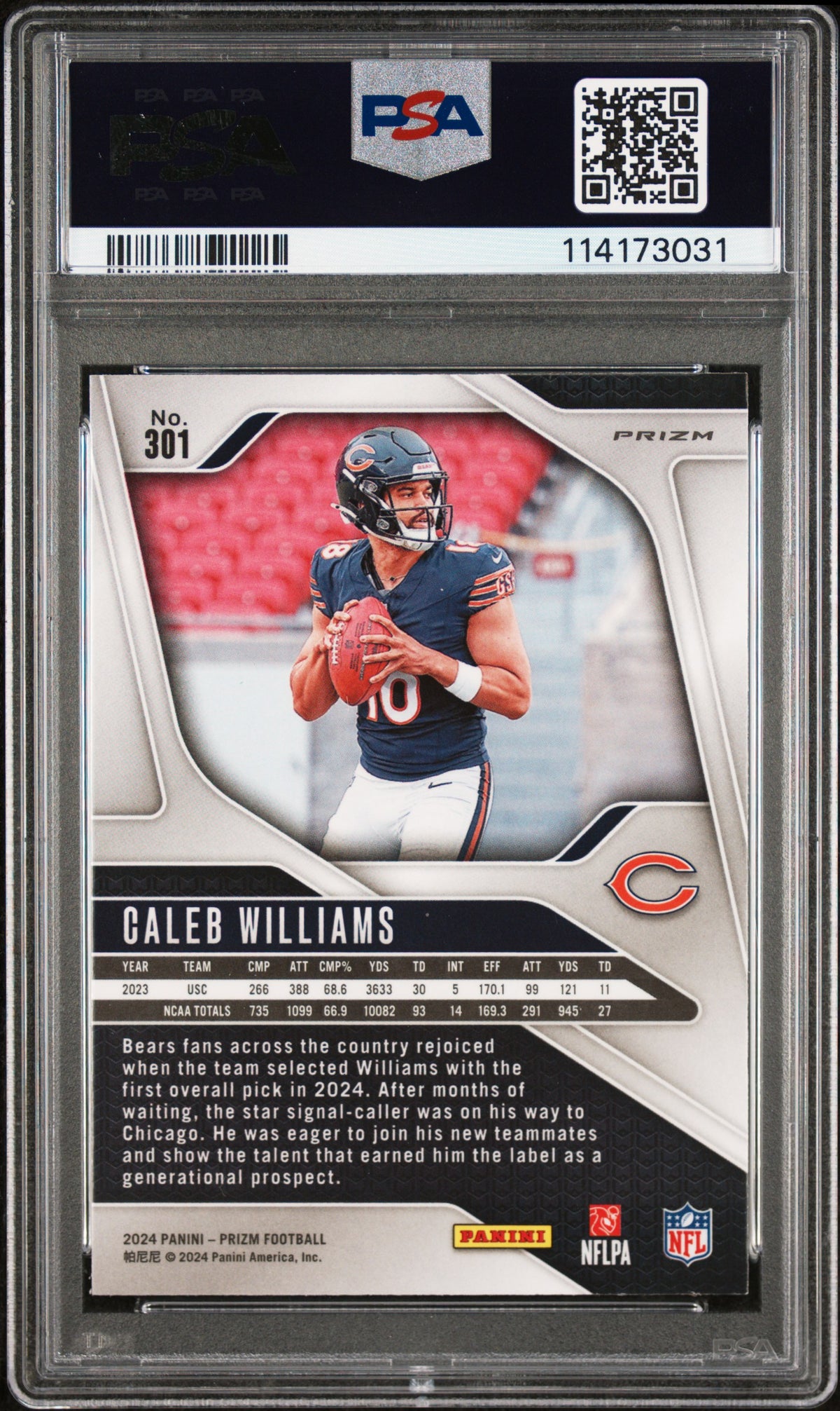 2024 Panini Prizm Disco Prizm Caleb Williams 9 PSA #301