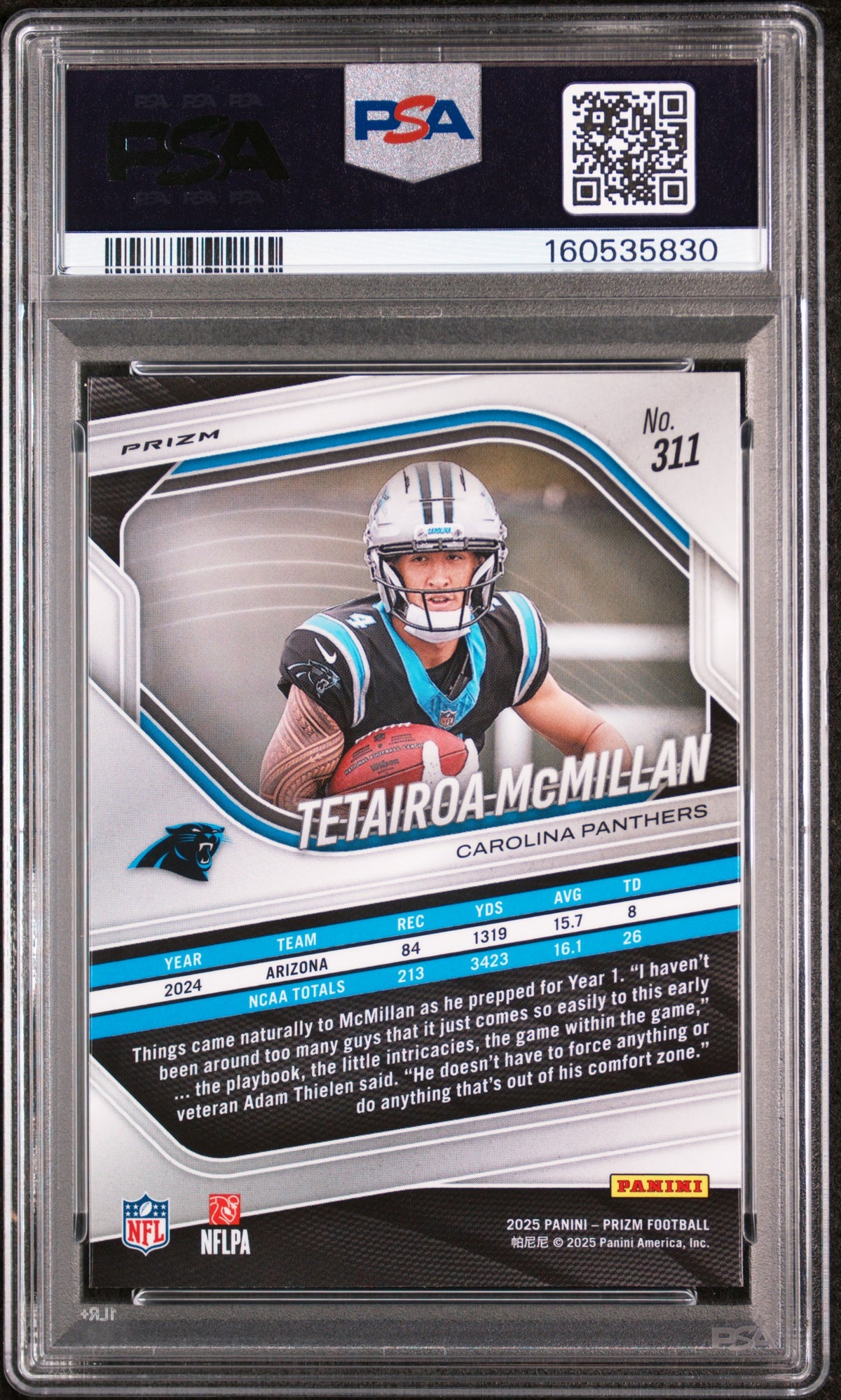 2025 Panini Prizm Lazer Prizm Tetairoa Mcmillan 10 PSA #311